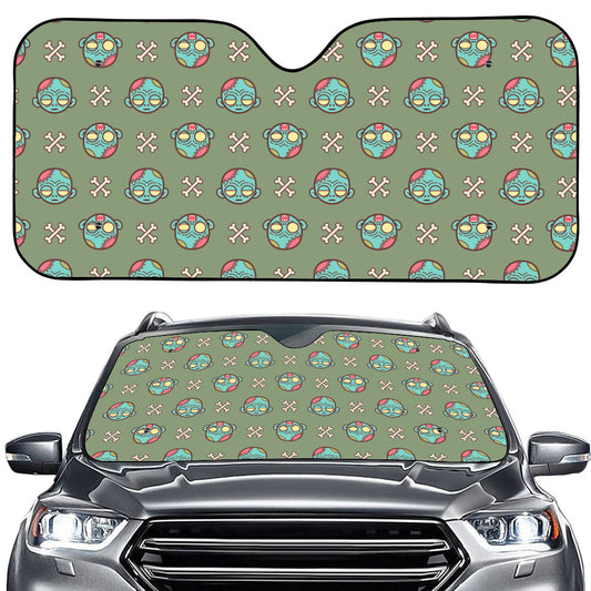Cartoon Zombie Pattern Print Car Windshield Sun Shade