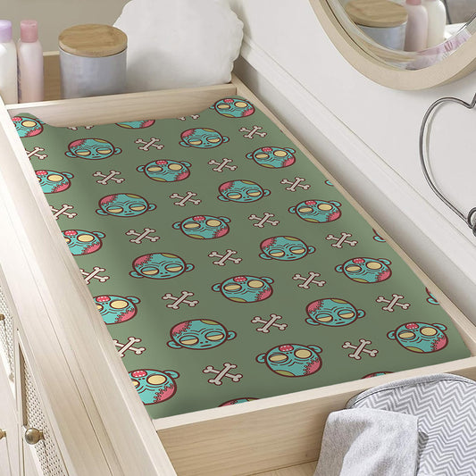 Cartoon Zombie Pattern Print Changing Pad Cover