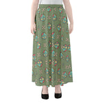 Cartoon Zombie Pattern Print Chiffon Maxi Skirt