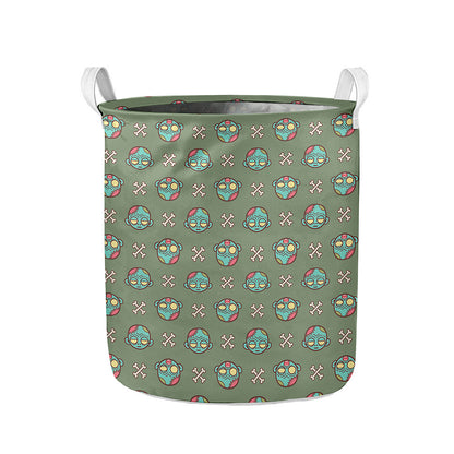 Cartoon Zombie Pattern Print Collapsible Laundry Basket