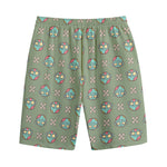 Cartoon Zombie Pattern Print Cotton Shorts