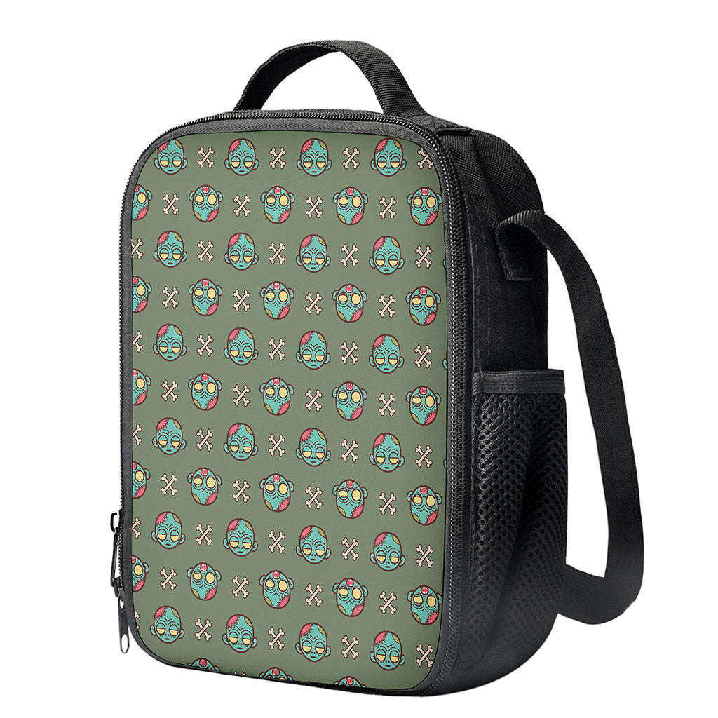 Cartoon Zombie Pattern Print Crossbody Lunch Bag