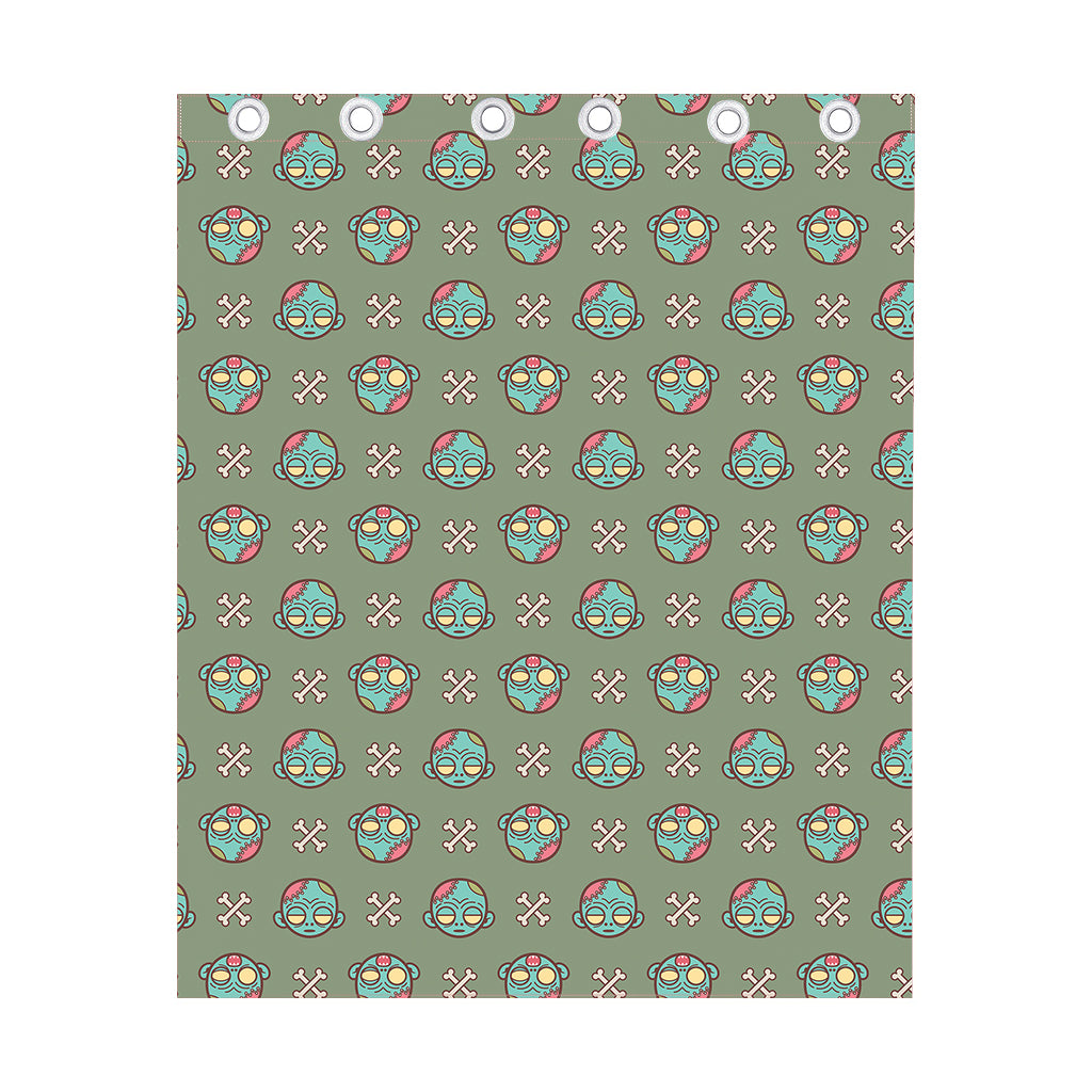 Cartoon Zombie Pattern Print Curtain