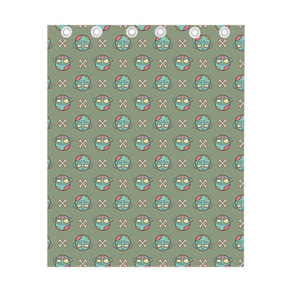 Cartoon Zombie Pattern Print Curtain
