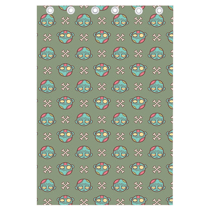 Cartoon Zombie Pattern Print Curtain