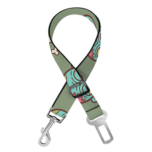 Cartoon Zombie Pattern Print Dog Seat Belt