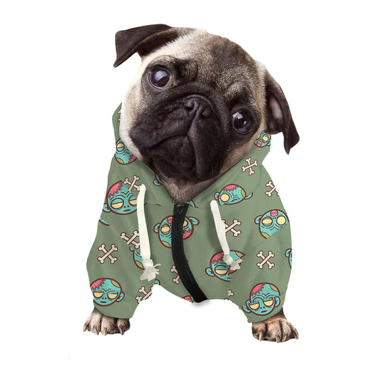 Cartoon Zombie Pattern Print Dog Zip Up Hoodie