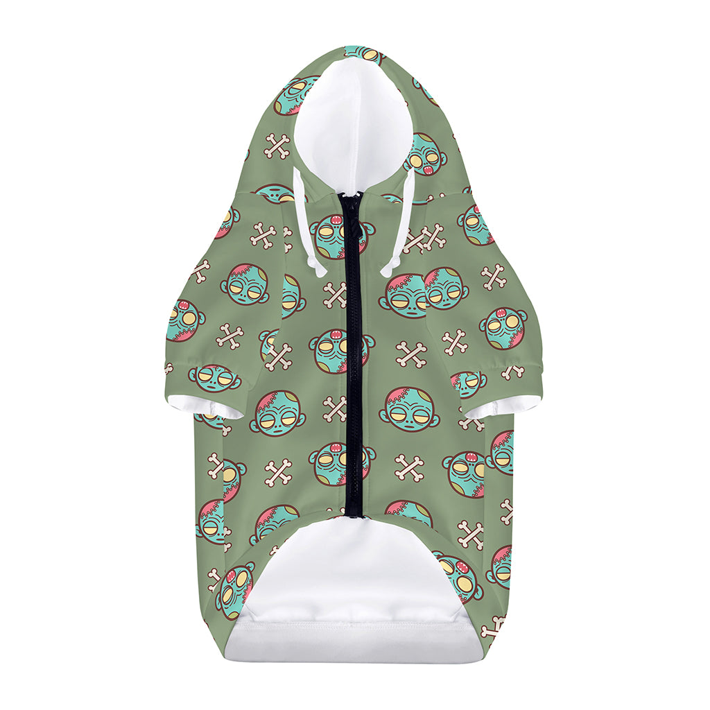 Cartoon Zombie Pattern Print Dog Zip Up Hoodie