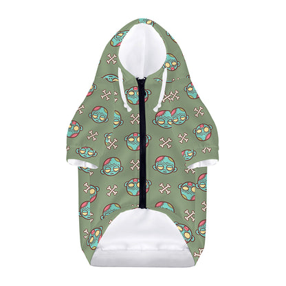 Cartoon Zombie Pattern Print Dog Zip Up Hoodie