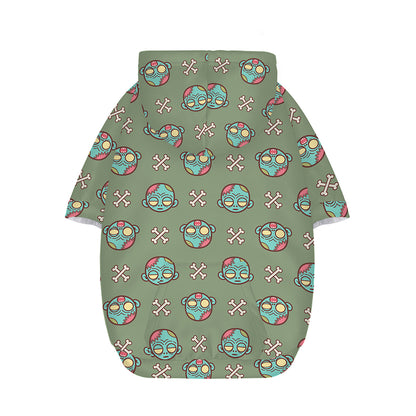 Cartoon Zombie Pattern Print Dog Zip Up Hoodie