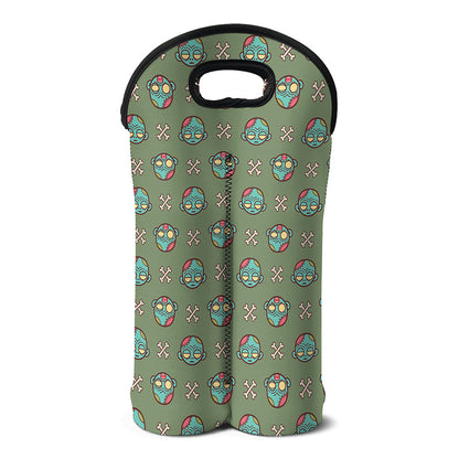 Cartoon Zombie Pattern Print Double Neoprene Wine Tote