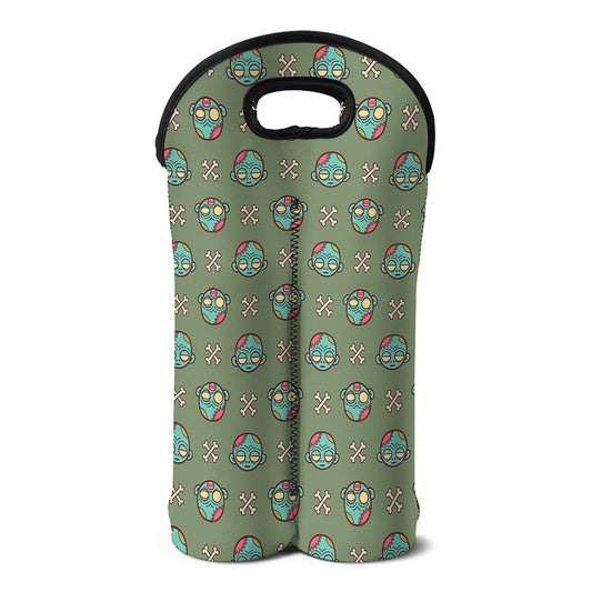 Cartoon Zombie Pattern Print Double Neoprene Wine Tote