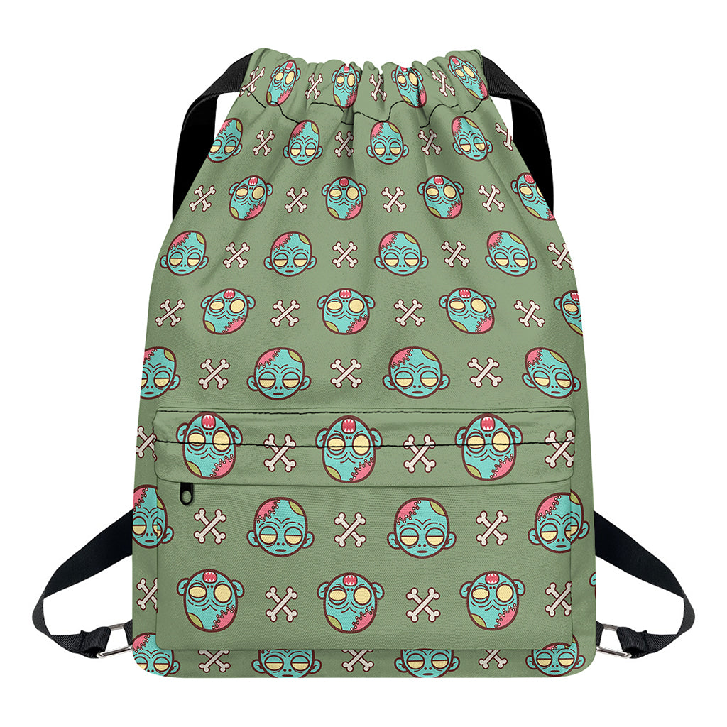 Cartoon Zombie Pattern Print Drawstring Backpack
