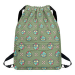 Cartoon Zombie Pattern Print Drawstring Backpack