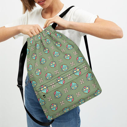 Cartoon Zombie Pattern Print Drawstring Backpack