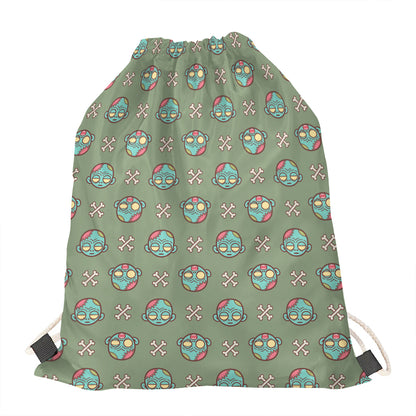Cartoon Zombie Pattern Print Drawstring Bag