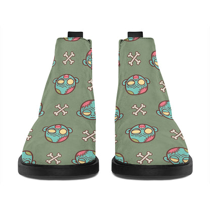 Cartoon Zombie Pattern Print Flat Ankle Boots