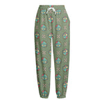 Cartoon Zombie Pattern Print Fleece Lined Knit Pants