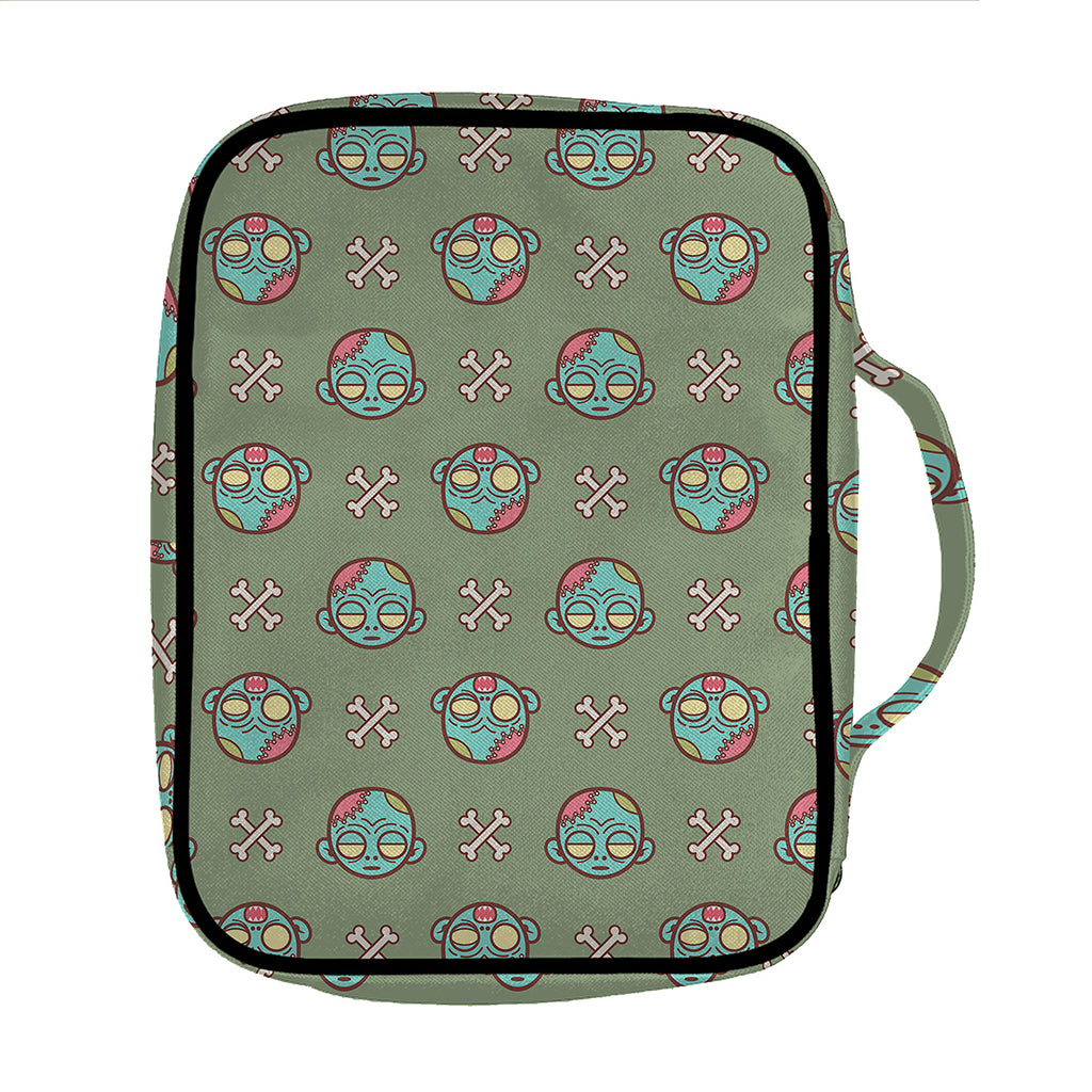 Cartoon Zombie Pattern Print Front Pocket Bible Bag