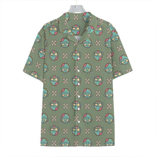 Cartoon Zombie Pattern Print Hawaiian Shirt