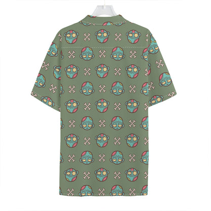 Cartoon Zombie Pattern Print Hawaiian Shirt