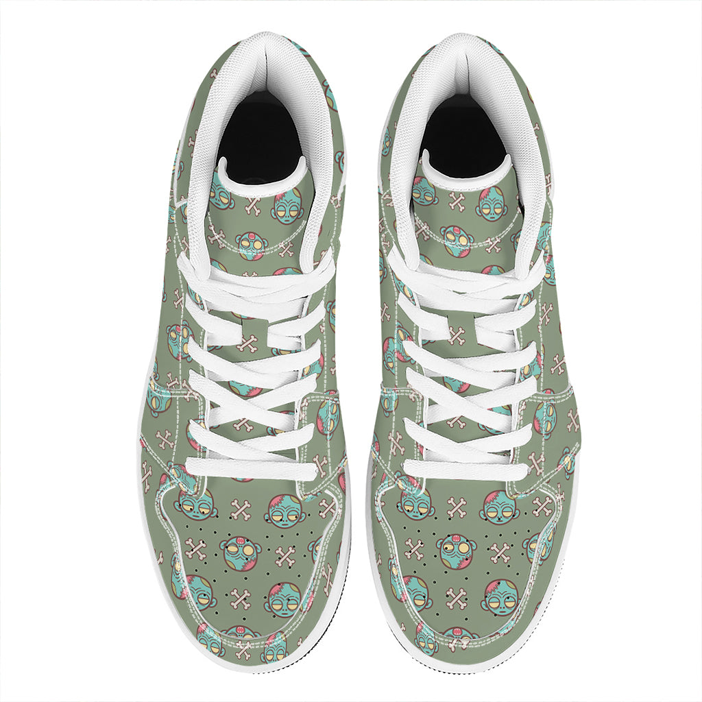 Cartoon Zombie Pattern Print High Top Leather Sneakers
