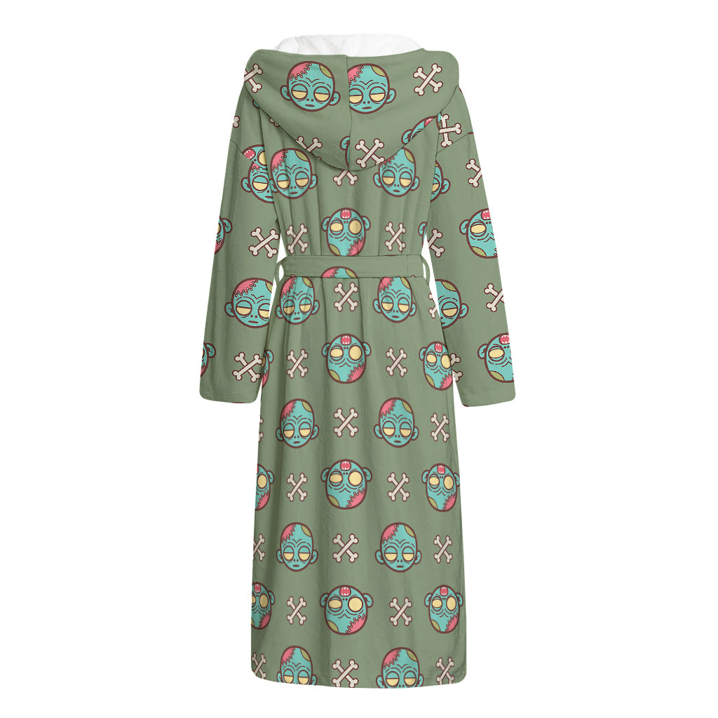 Cartoon Zombie Pattern Print Hooded Bathrobe