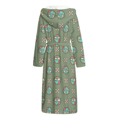Cartoon Zombie Pattern Print Hooded Bathrobe