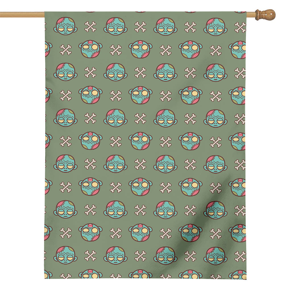 Cartoon Zombie Pattern Print House Flag