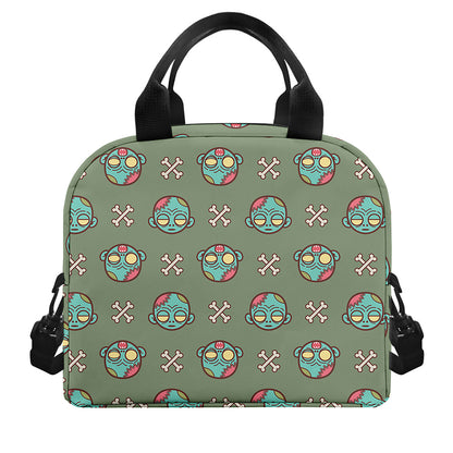 Cartoon Zombie Pattern Print Insulated Lunch Bag