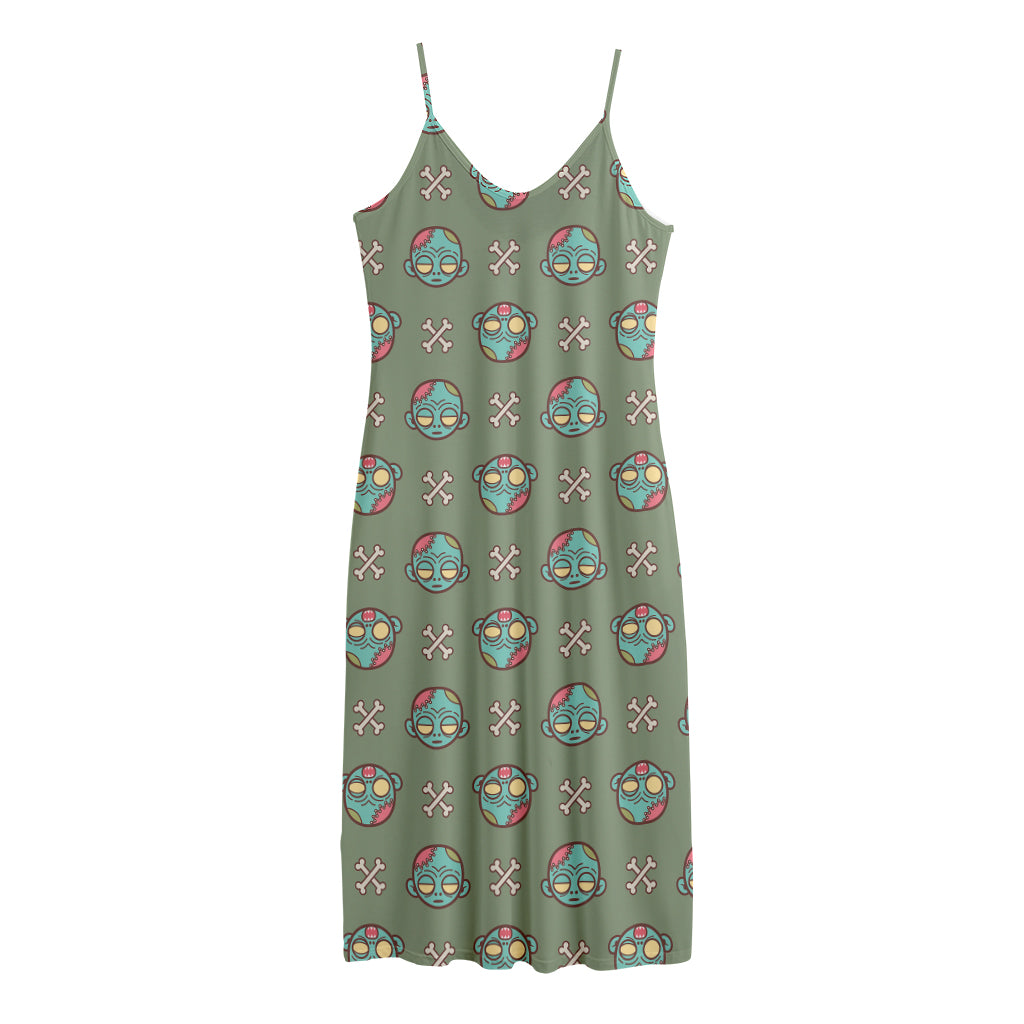 Cartoon Zombie Pattern Print Jersey Midi Cami Dress