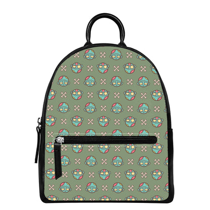 Cartoon Zombie Pattern Print Leather Backpack