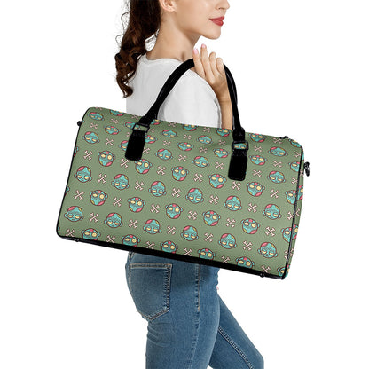 Cartoon Zombie Pattern Print Leather Duffle Bag