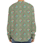 Cartoon Zombie Pattern Print Long Sleeve Baseball Jersey