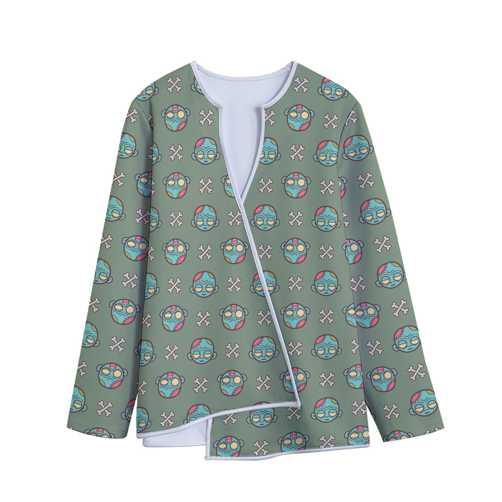 Cartoon Zombie Pattern Print Long Sleeve Short Coat