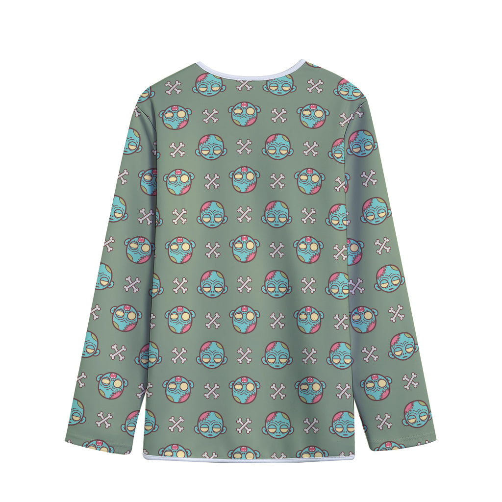 Cartoon Zombie Pattern Print Long Sleeve Short Coat