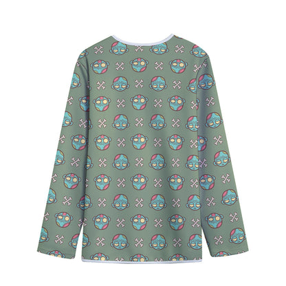 Cartoon Zombie Pattern Print Long Sleeve Short Coat