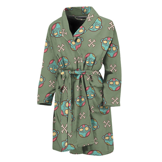 Cartoon Zombie Pattern Print Men's Bathrobe