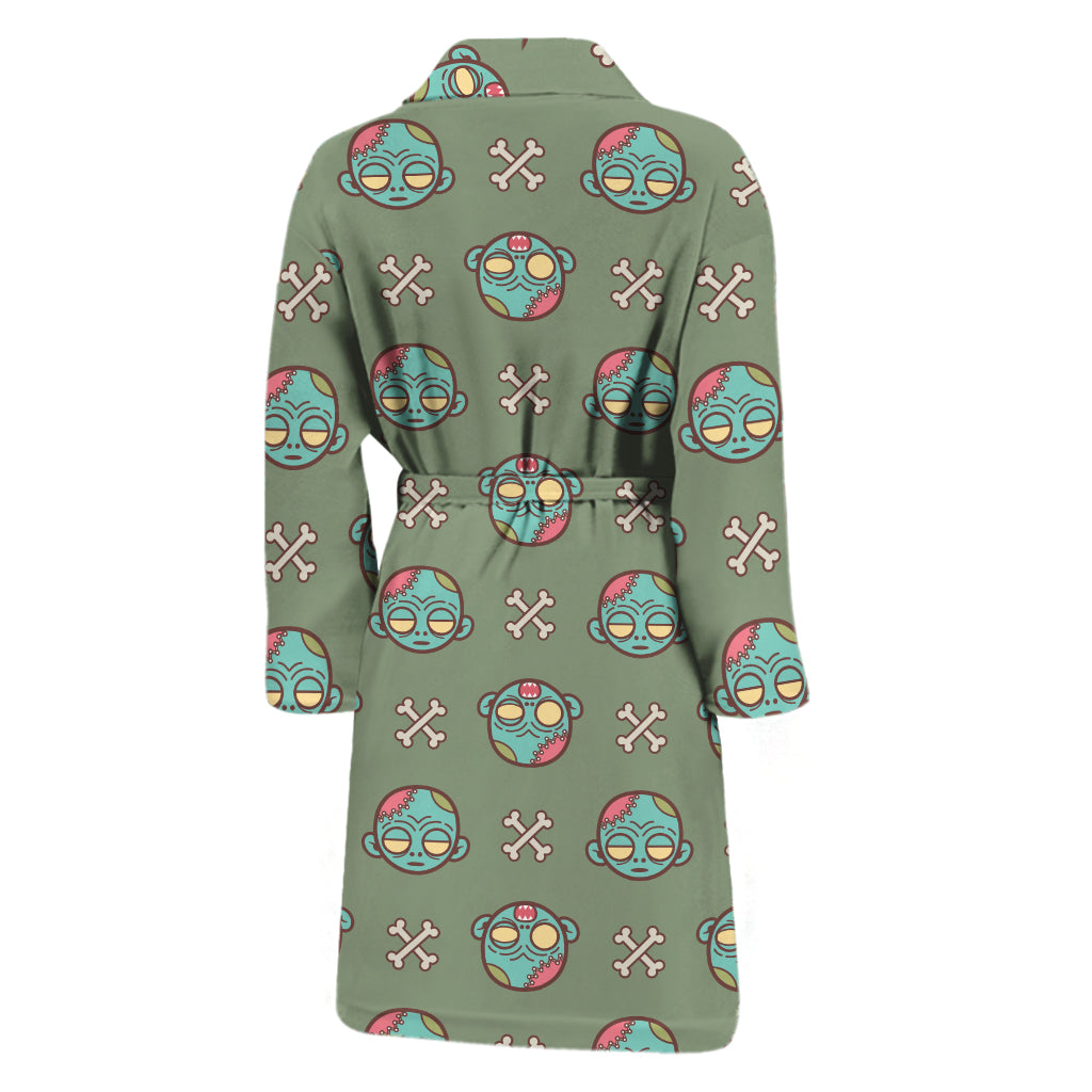Cartoon Zombie Pattern Print Men's Bathrobe