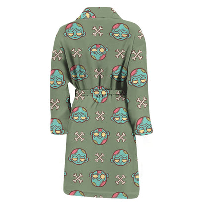 Cartoon Zombie Pattern Print Men's Bathrobe
