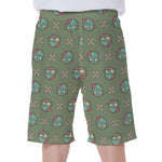 Cartoon Zombie Pattern Print Men's Beach Shorts