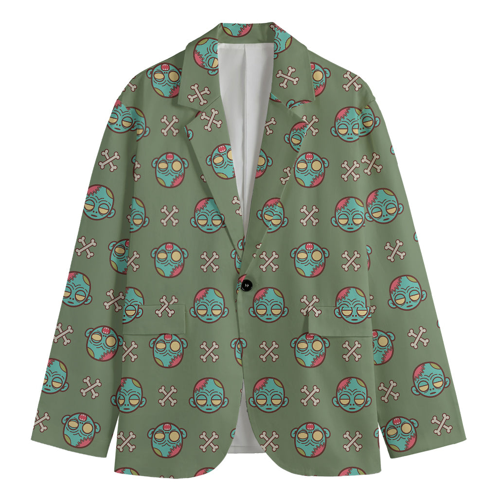 Cartoon Zombie Pattern Print Men's Blazer
