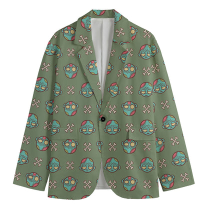 Cartoon Zombie Pattern Print Men's Blazer