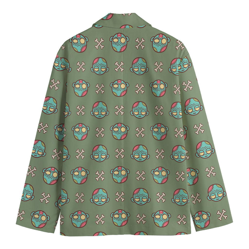 Cartoon Zombie Pattern Print Men's Cotton Blazer