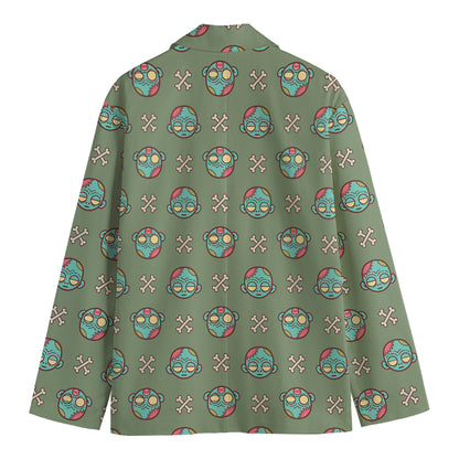 Cartoon Zombie Pattern Print Men's Cotton Blazer
