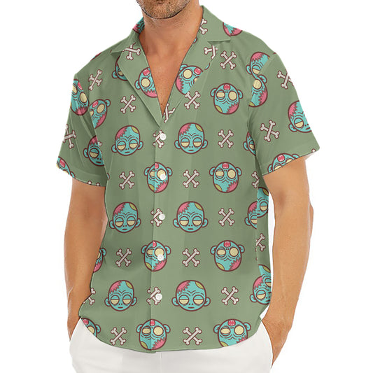 Cartoon Zombie Pattern Print Men's Deep V-Neck Shirt
