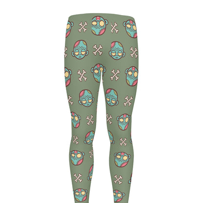 Cartoon Zombie Pattern Print Men's leggings