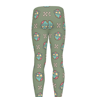 Cartoon Zombie Pattern Print Men's leggings