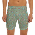 Cartoon Zombie Pattern Print Men's Long Boxer Briefs