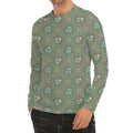 Cartoon Zombie Pattern Print Men's Long Sleeve Rash Guard